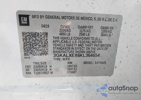 2019 GMC Terrain Denali from USA, damaged, VIN 3GKALXEX6KL364654